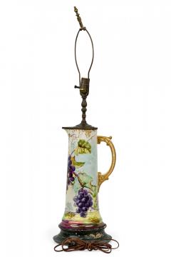 English Mid Century Pitcher Form Ceramic Grape Motif Table Lamp - 4670815