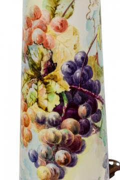 English Mid Century Pitcher Form Ceramic Grape Motif Table Lamp - 4670821
