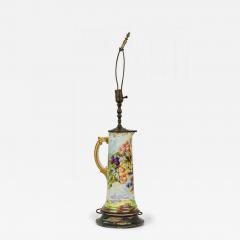 English Mid Century Pitcher Form Ceramic Grape Motif Table Lamp - 4735104