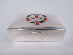 English Modern Sterling Silver Box with Scottish Agate Thistle - 3769670