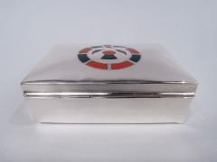 English Modern Sterling Silver Box with Scottish Agate Thistle - 3769671