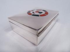 English Modern Sterling Silver Box with Scottish Agate Thistle - 3769674