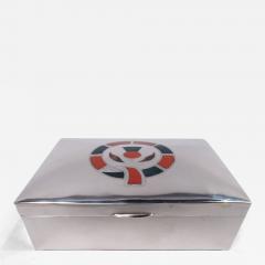 English Modern Sterling Silver Box with Scottish Agate Thistle - 3778536