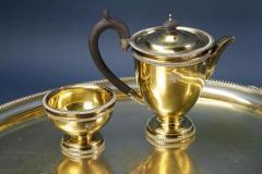 English Monumental Gilt Sterling Silver Tea Set with Tray Cups and Saucers - 3237337
