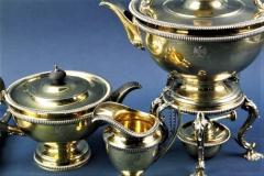 English Monumental Gilt Sterling Silver Tea Set with Tray Cups and Saucers - 3237339