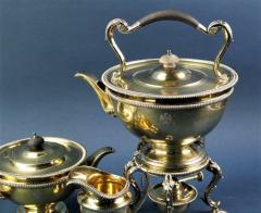 English Monumental Gilt Sterling Silver Tea Set with Tray Cups and Saucers - 3237340