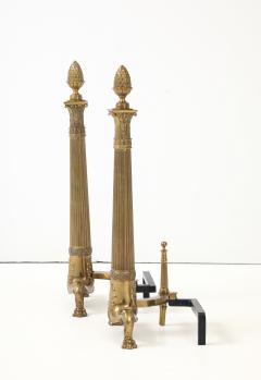 English Neoclassical Brass Andirons - 4381574
