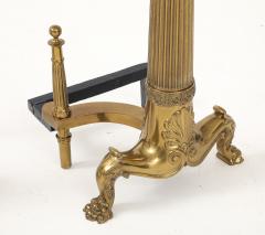English Neoclassical Brass Andirons - 4381576