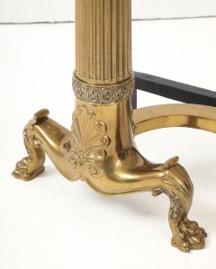 English Neoclassical Brass Andirons - 4381578