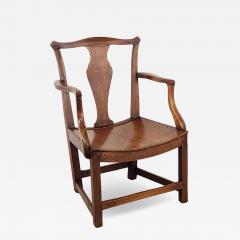 English Oak Armchair with Saddle Seat 19th century or earlier - 4179102