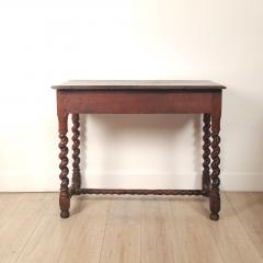 English Oak Barley Twist Tavern Table with Drawer 18th century - 4649750
