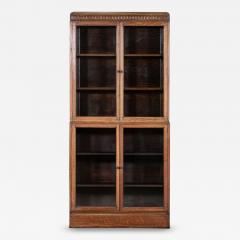 English Oak Carved Modular Glazed Bookcase - 4025636