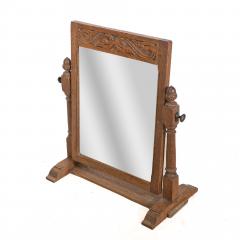 English Oak Cotswold Style Dressing Table Mirror with Turned Acorn Finials - 4193083