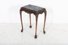 English Oak Faux Marble Lion Paw Side Table - 2191281