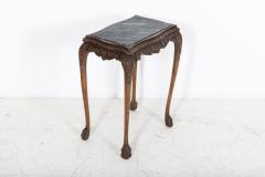 English Oak Faux Marble Lion Paw Side Table - 2191361