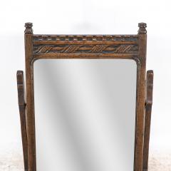 English Oak Gothic Style Dressing Table Mirror with Castellated Top - 4193104