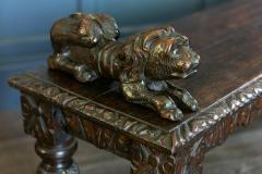 English Oak Hand carved bench settle with Recumbent carved lions - 1973847