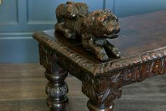 English Oak Hand carved bench settle with Recumbent carved lions - 1973849