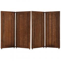 English Oak Linenfold Four Panel Screen with Turned Feet C 1900  - 4234338