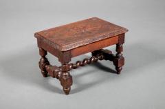 English Oak Miniature Stool with Flower Design on Top - 3703067