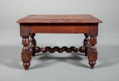 English Oak Miniature Stool with Flower Design on Top - 3703070