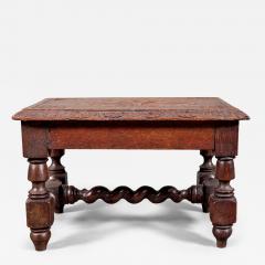 English Oak Miniature Stool with Flower Design on Top - 3706585