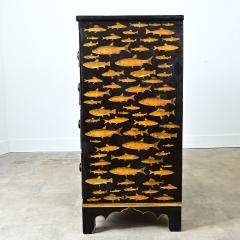 English Painted Chest with Fish Decoupage - 4798316