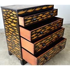 English Painted Chest with Fish Decoupage - 4798320