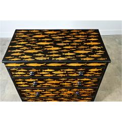 English Painted Chest with Fish Decoupage - 4798326