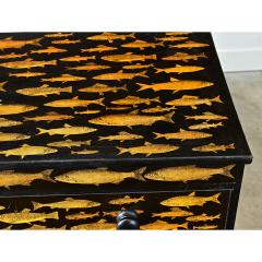 English Painted Chest with Fish Decoupage - 4798327
