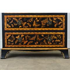 English Painted Pine Chest of Drawers with Moth Decoupage - 4798452