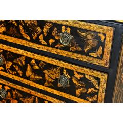 English Painted Pine Chest of Drawers with Moth Decoupage - 4798460