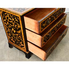 English Painted Pine Chest of Drawers with Moth Decoupage - 4798485