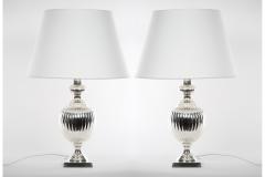 English Pair Mid 20th Century Silver Plate Table Lamp - 3121426