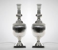 English Pair Mid 20th Century Silver Plate Table Lamp - 3121428
