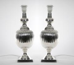 English Pair Mid 20th Century Silver Plate Table Lamp - 3121428