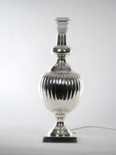 English Pair Mid 20th Century Silver Plate Table Lamp - 3121429