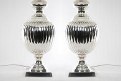 English Pair Mid 20th Century Silver Plate Table Lamp - 3121430