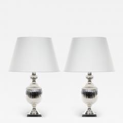 English Pair Mid 20th Century Silver Plate Table Lamp - 3124004