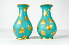 English Pair Porcelain Turquoise Vases - 400587