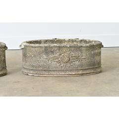 English Pair of 1920s Oval Cast Stone Planters - 4549976