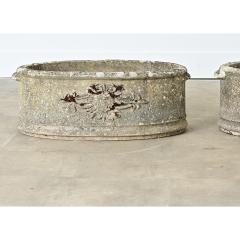 English Pair of 1920s Oval Cast Stone Planters - 4549979