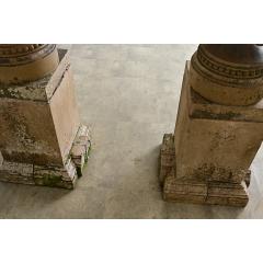 English Pair of 19th Century Carved Stone Garden Urns - 4549960
