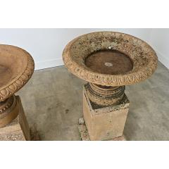 English Pair of 19th Century Carved Stone Garden Urns - 4549965