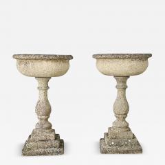 English Pair of 19th Century Cast Stone Planters - 4581720