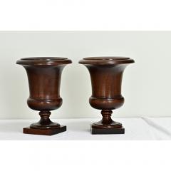 English Pair of 19th Century Walnut Urns - 3560983