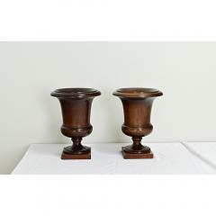 English Pair of 19th Century Walnut Urns - 3560984