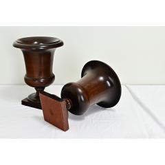 English Pair of 19th Century Walnut Urns - 3560997