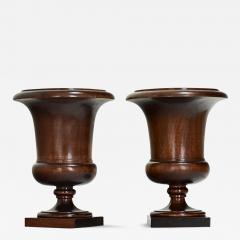 English Pair of 19th Century Walnut Urns - 3590775