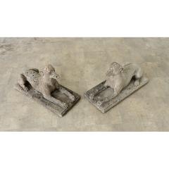 English Pair of Cast Stone Whippet Garden Statues - 4549932